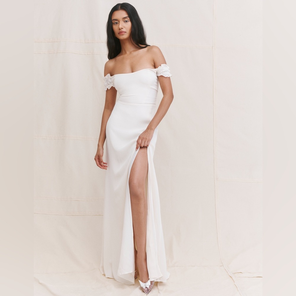 Reformation Off-Shoulder White Dress